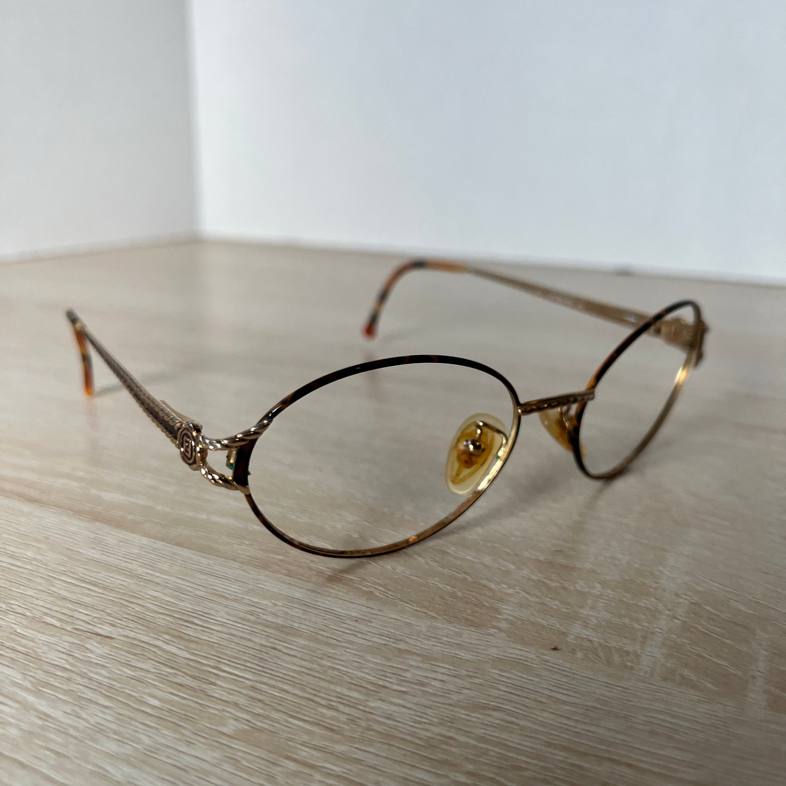 Fendi F47 Tortoise Gep Gold Electro Plated Eyeglasses Rare Frame Italy 55-17-135